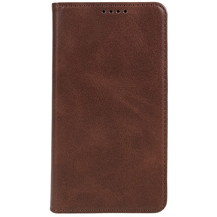 For Xiaomi Redmi Note 14 5G Case Strong Magnetic PU Leather Phone Cover Calf Texture - Brown