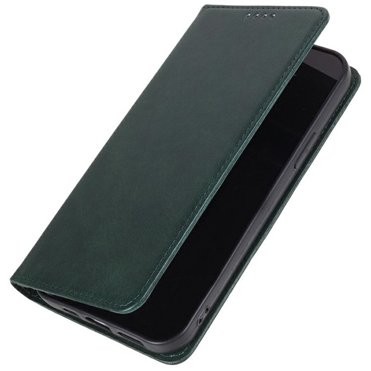 For Xiaomi Redmi Note 14 5G Case Strong Magnetic PU Leather Phone Cover Calf Texture - Green