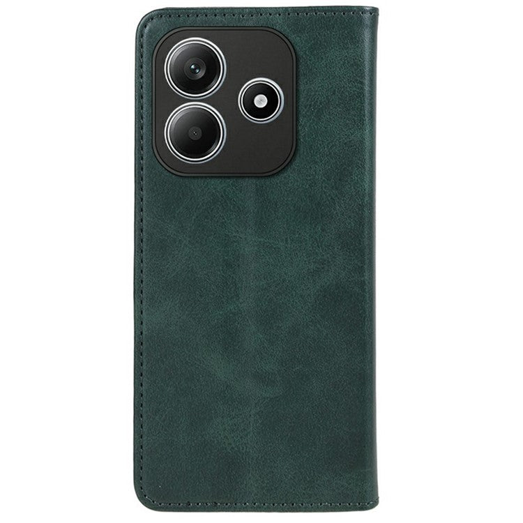 For Xiaomi Redmi Note 14 5G Case Strong Magnetic PU Leather Phone Cover Calf Texture - Green