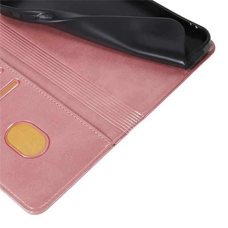 For Xiaomi Redmi Note 14 5G Case Strong Magnetic PU Leather Phone Cover Calf Texture - Rose Gold