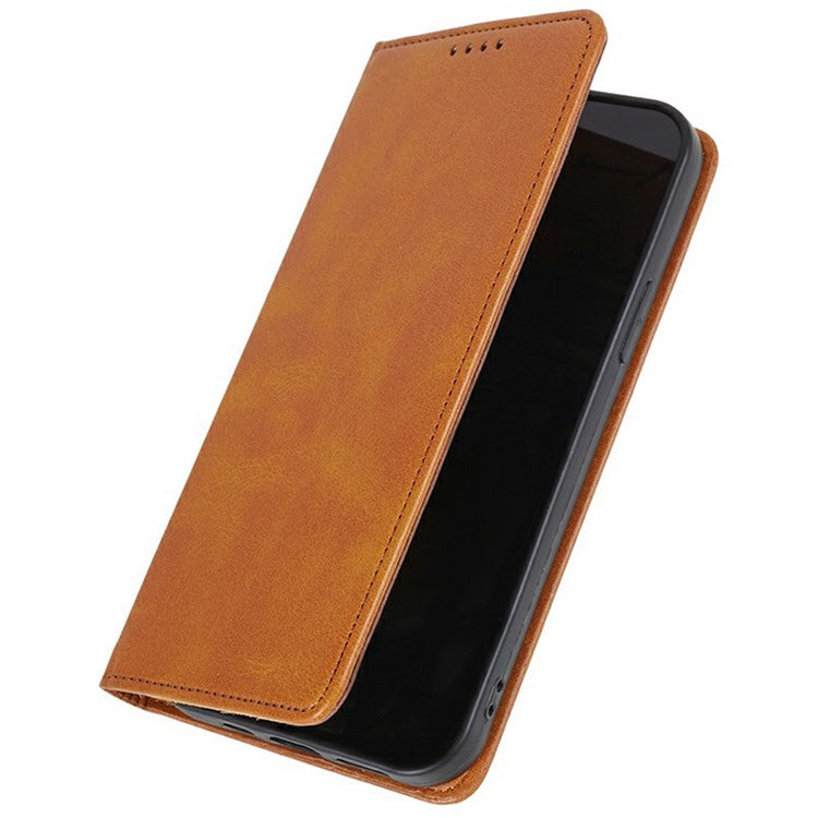 For Xiaomi Redmi Note 14 5G Case Strong Magnetic PU Leather Phone Cover Calf Texture - Khaki