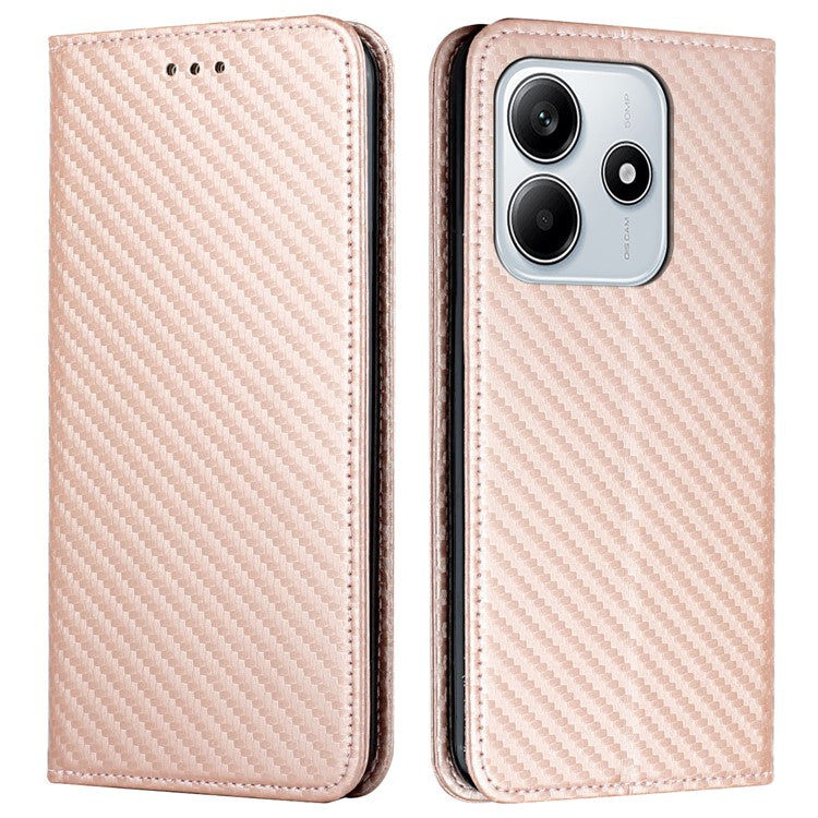 For Xiaomi Redmi Note 14 5G Case Leather Flip Phone Cover Stand Strong Magnetic Closure - Rose Gold