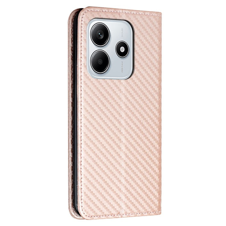 For Xiaomi Redmi Note 14 5G Case Leather Flip Phone Cover Stand Strong Magnetic Closure - Rose Gold