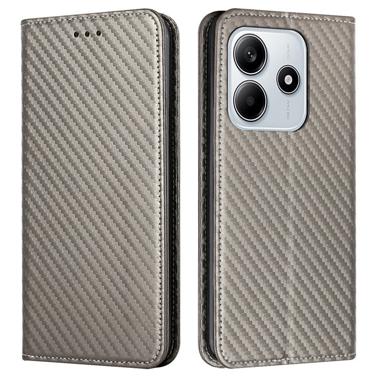 For Xiaomi Redmi Note 14 5G Case Leather Flip Phone Cover Stand Strong Magnetic Closure - Grey