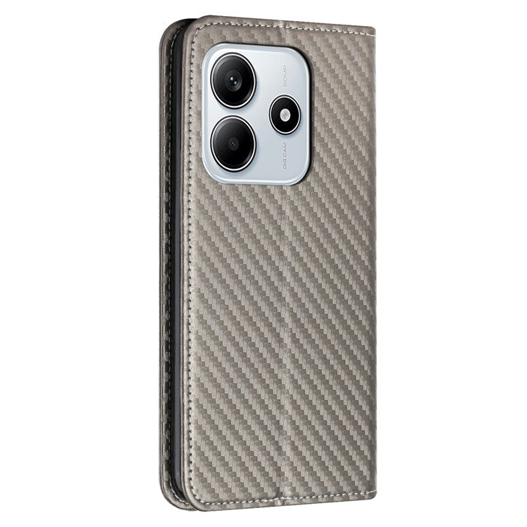 For Xiaomi Redmi Note 14 5G Case Leather Flip Phone Cover Stand Strong Magnetic Closure - Grey