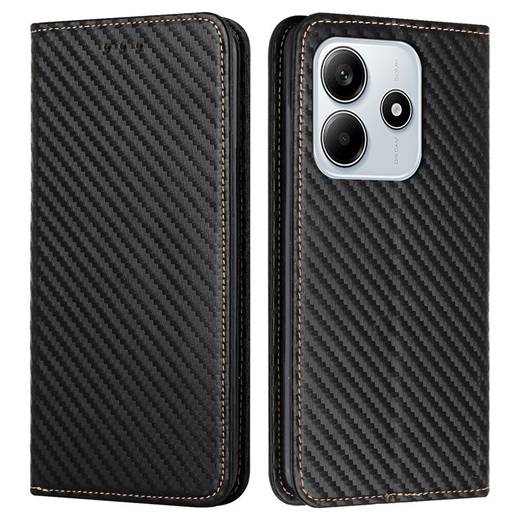 For Xiaomi Redmi Note 14 5G Case Leather Flip Phone Cover Stand Strong Magnetic Closure - Black