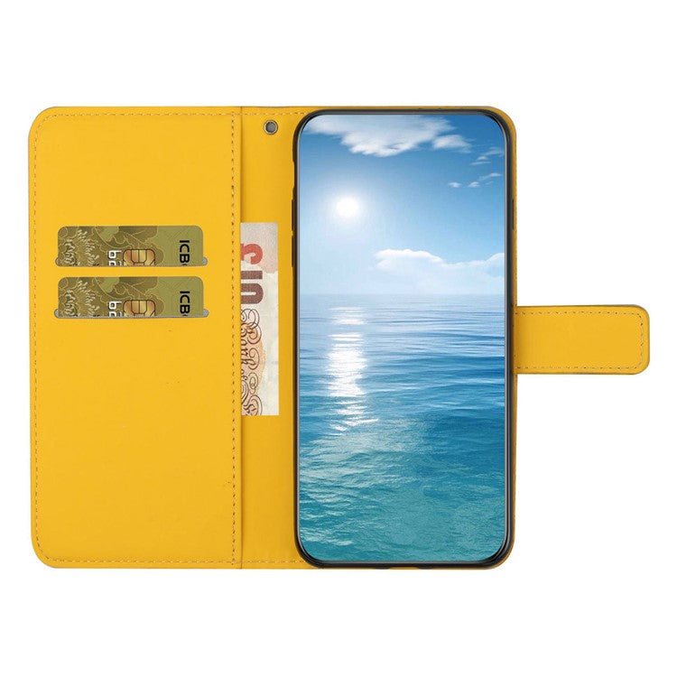 For Xiaomi Redmi Note 14 5G Case Leather Case Ethnic Style Phone Wallet Cover with Strap - Yellow