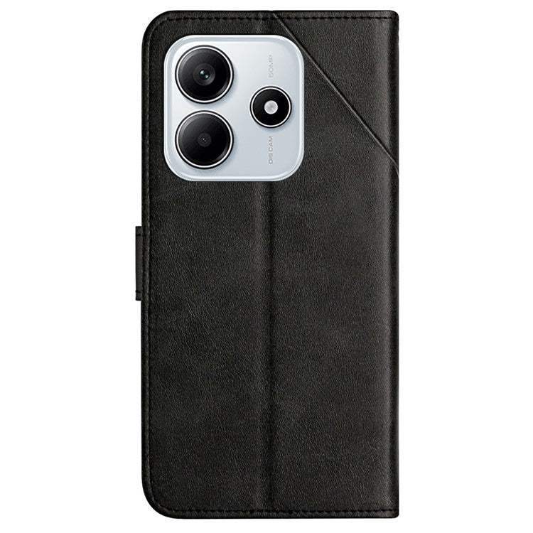 For Xiaomi Redmi Note 14 5G Leather Case Line Pattern Wallet Phone Cover - Black