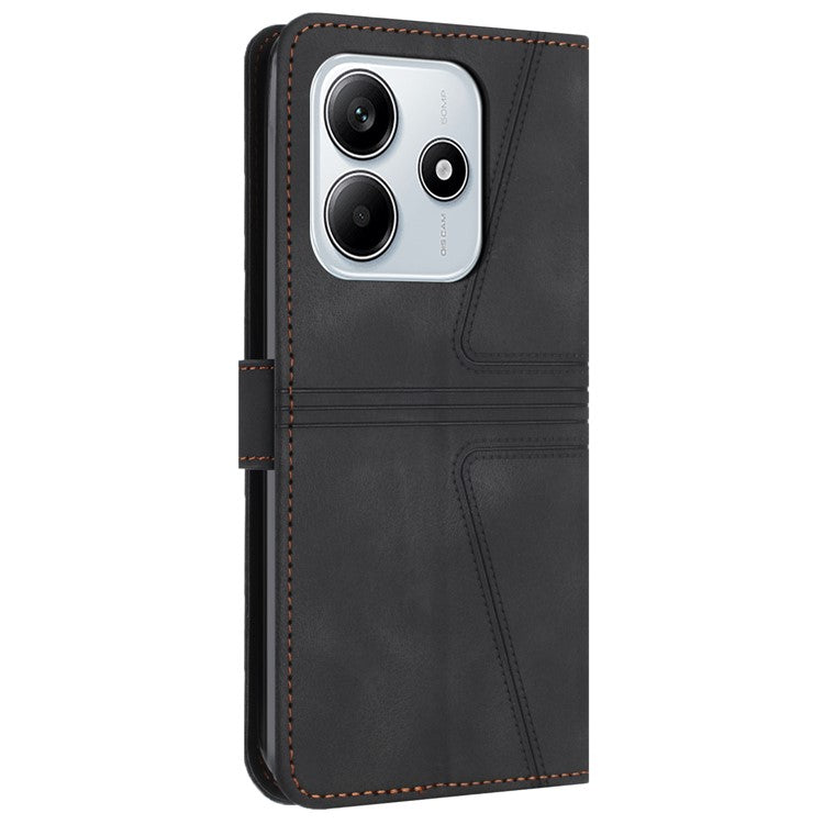 For Xiaomi Redmi Note 14 5G Case Triangle Imprinted Anti-Scratch Phone Wallet Cover - Black