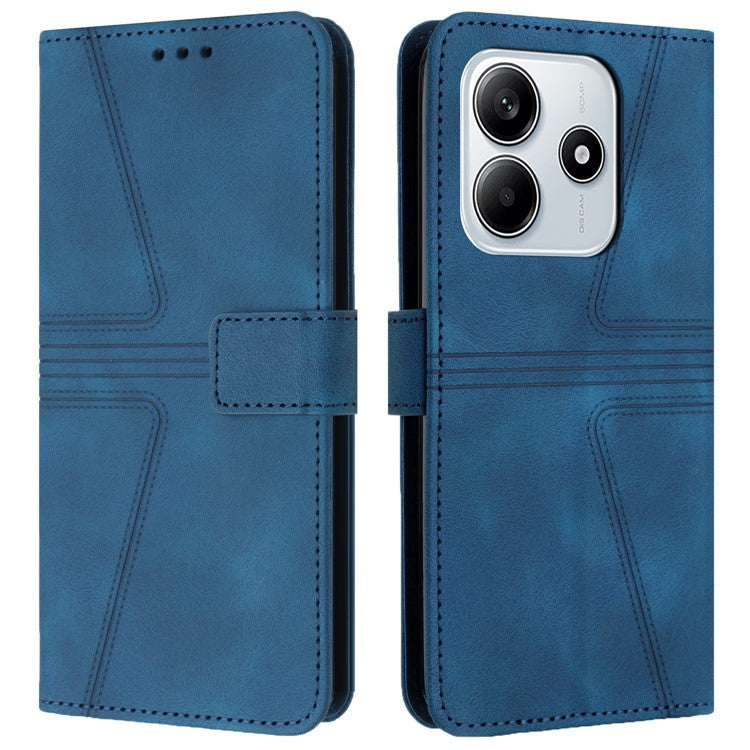 For Xiaomi Redmi Note 14 5G Case Triangle Imprinted Anti-Scratch Phone Wallet Cover - Blue