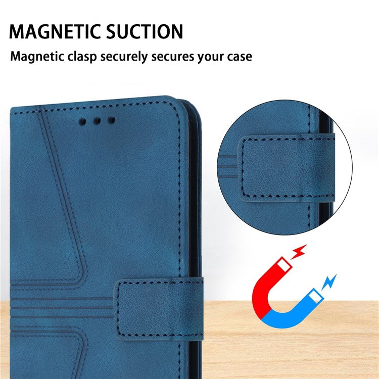 For Xiaomi Redmi Note 14 5G Case Triangle Imprinted Anti-Scratch Phone Wallet Cover - Blue