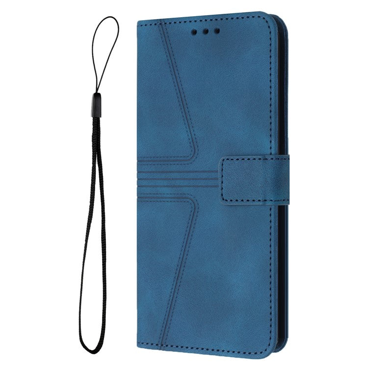 For Xiaomi Redmi Note 14 5G Case Triangle Imprinted Anti-Scratch Phone Wallet Cover - Blue