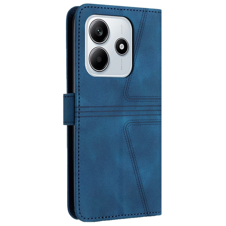 For Xiaomi Redmi Note 14 5G Case Triangle Imprinted Anti-Scratch Phone Wallet Cover - Blue