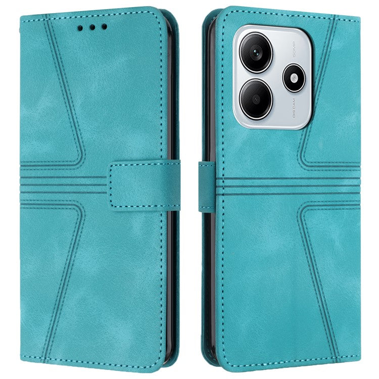 For Xiaomi Redmi Note 14 5G Case Triangle Imprinted Anti-Scratch Phone Wallet Cover - Green