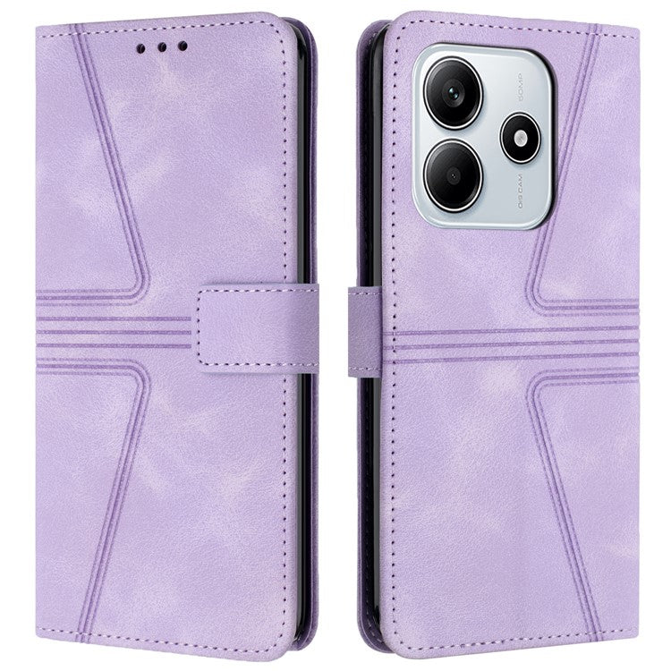 For Xiaomi Redmi Note 14 5G Case Triangle Imprinted Anti-Scratch Phone Wallet Cover - Purple