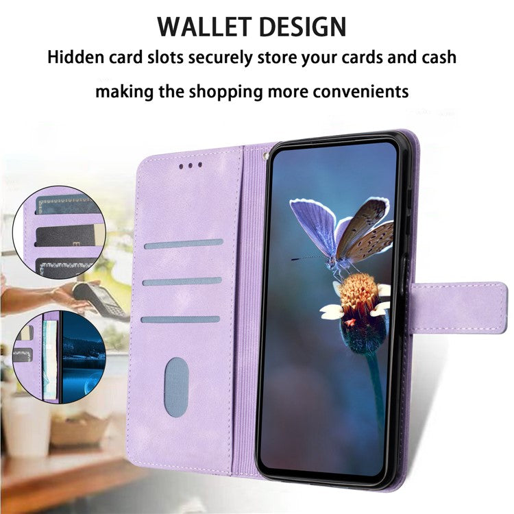 For Xiaomi Redmi Note 14 5G Case Triangle Imprinted Anti-Scratch Phone Wallet Cover - Purple