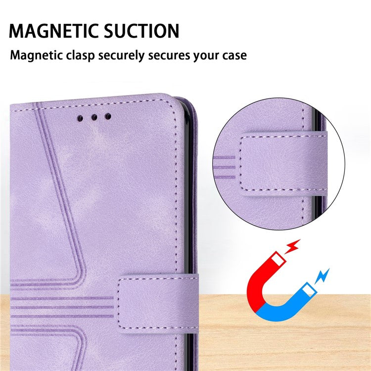 For Xiaomi Redmi Note 14 5G Case Triangle Imprinted Anti-Scratch Phone Wallet Cover - Purple