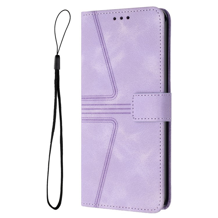 For Xiaomi Redmi Note 14 5G Case Triangle Imprinted Anti-Scratch Phone Wallet Cover - Purple