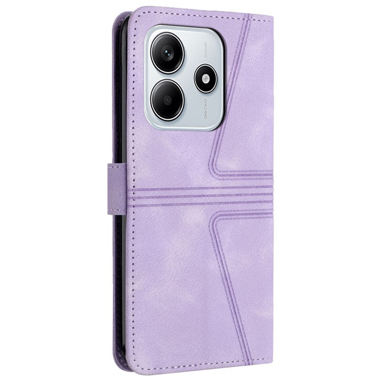 For Xiaomi Redmi Note 14 5G Case Triangle Imprinted Anti-Scratch Phone Wallet Cover - Purple