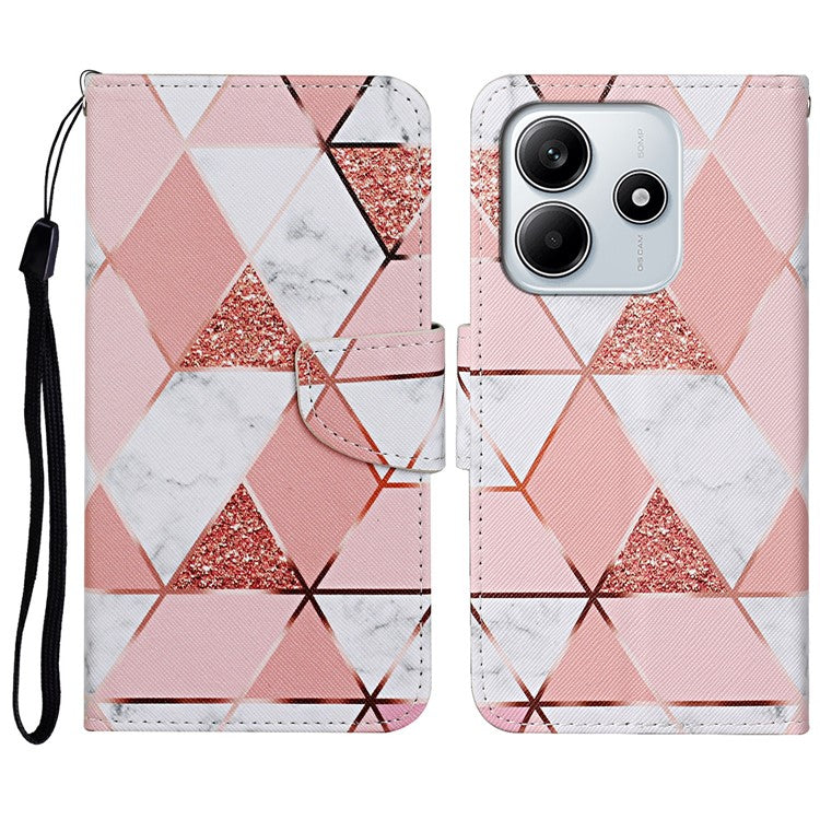 For Xiaomi Redmi Note 14 5G Case Pattern Printing Protective Leather Folio Phone Cover - Marble