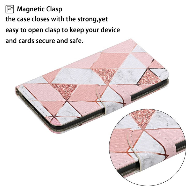 For Xiaomi Redmi Note 14 5G Case Pattern Printing Protective Leather Folio Phone Cover - Marble