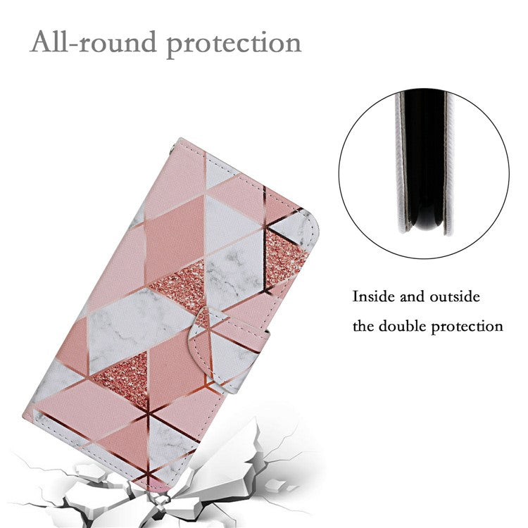 For Xiaomi Redmi Note 14 5G Case Pattern Printing Protective Leather Folio Phone Cover - Marble