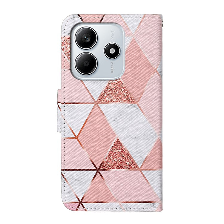 For Xiaomi Redmi Note 14 5G Case Pattern Printing Protective Leather Folio Phone Cover - Marble