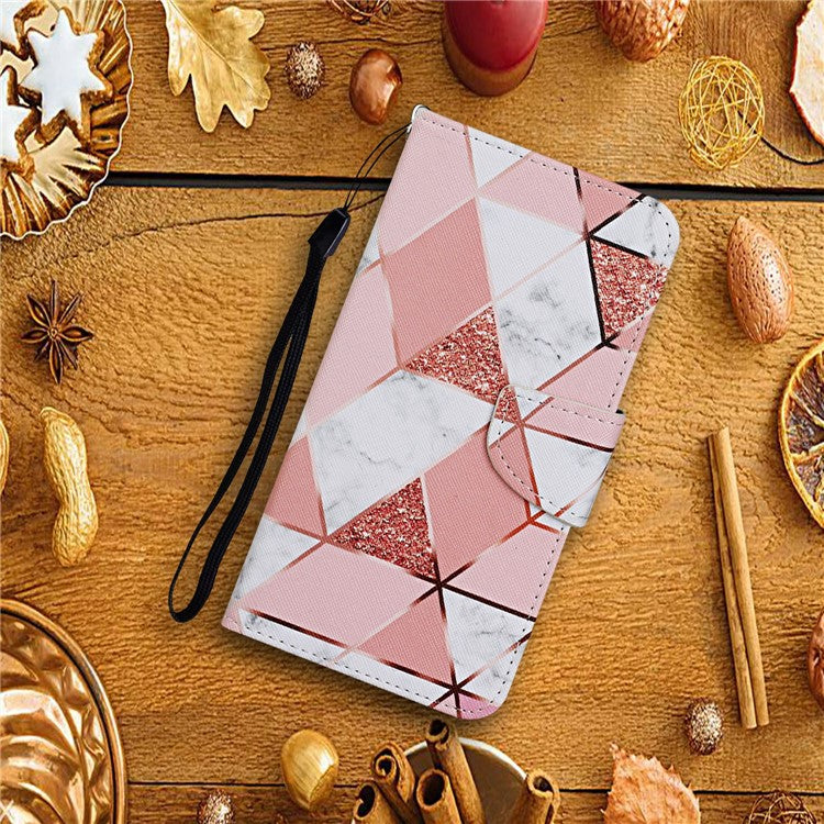 For Xiaomi Redmi Note 14 5G Case Pattern Printing Protective Leather Folio Phone Cover - Marble