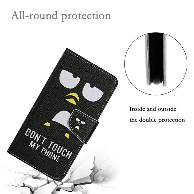 For Xiaomi Redmi Note 14 5G Case Pattern Printing Protective Leather Folio Phone Cover - Penguin