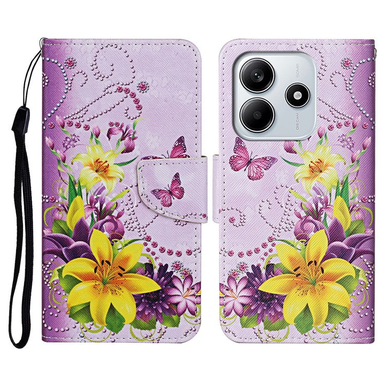 For Xiaomi Redmi Note 14 5G Case Pattern Printing Protective Leather Folio Phone Cover - Yellow Butterfly