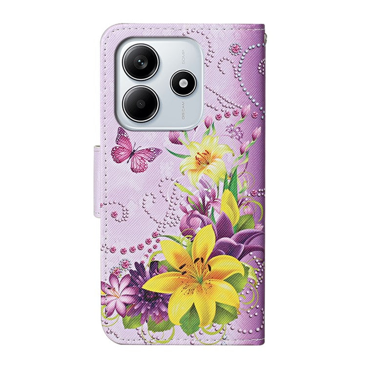 For Xiaomi Redmi Note 14 5G Case Pattern Printing Protective Leather Folio Phone Cover - Yellow Butterfly