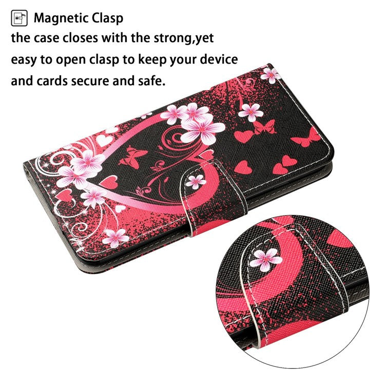 For Xiaomi Redmi Note 14 5G Case Pattern Printing Protective Leather Folio Phone Cover - Red Heart