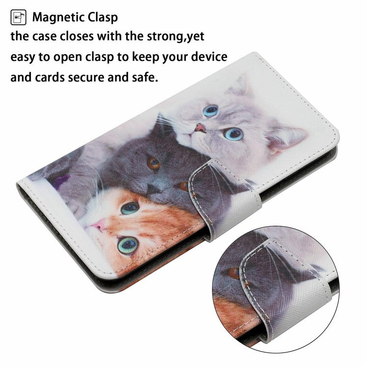 For Xiaomi Redmi Note 14 5G Case Pattern Printing Protective Leather Folio Phone Cover - Three Cats