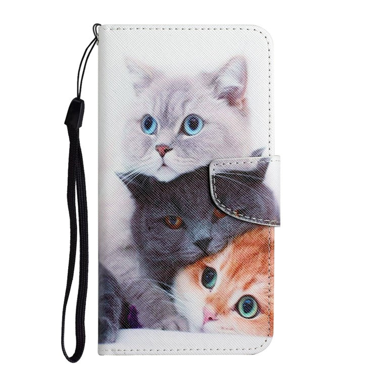 For Xiaomi Redmi Note 14 5G Case Pattern Printing Protective Leather Folio Phone Cover - Three Cats