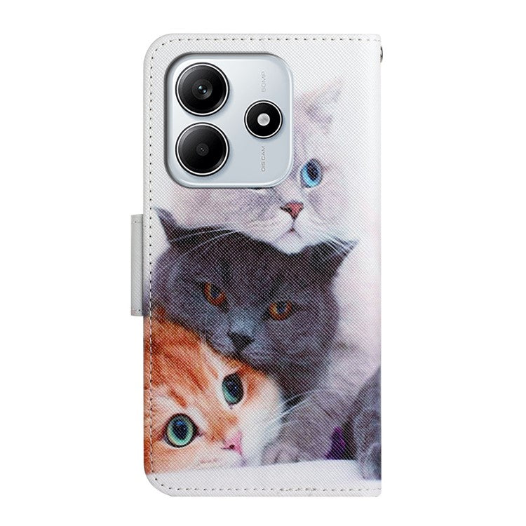 For Xiaomi Redmi Note 14 5G Case Pattern Printing Protective Leather Folio Phone Cover - Three Cats