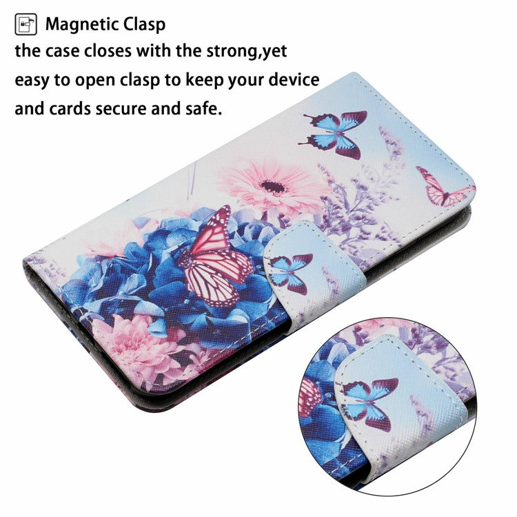 For Xiaomi Redmi Note 14 5G Case Pattern Printing Protective Leather Folio Phone Cover - Purple Butterfly