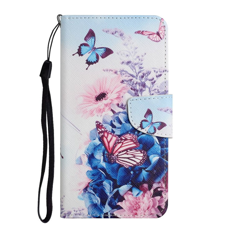 For Xiaomi Redmi Note 14 5G Case Pattern Printing Protective Leather Folio Phone Cover - Purple Butterfly