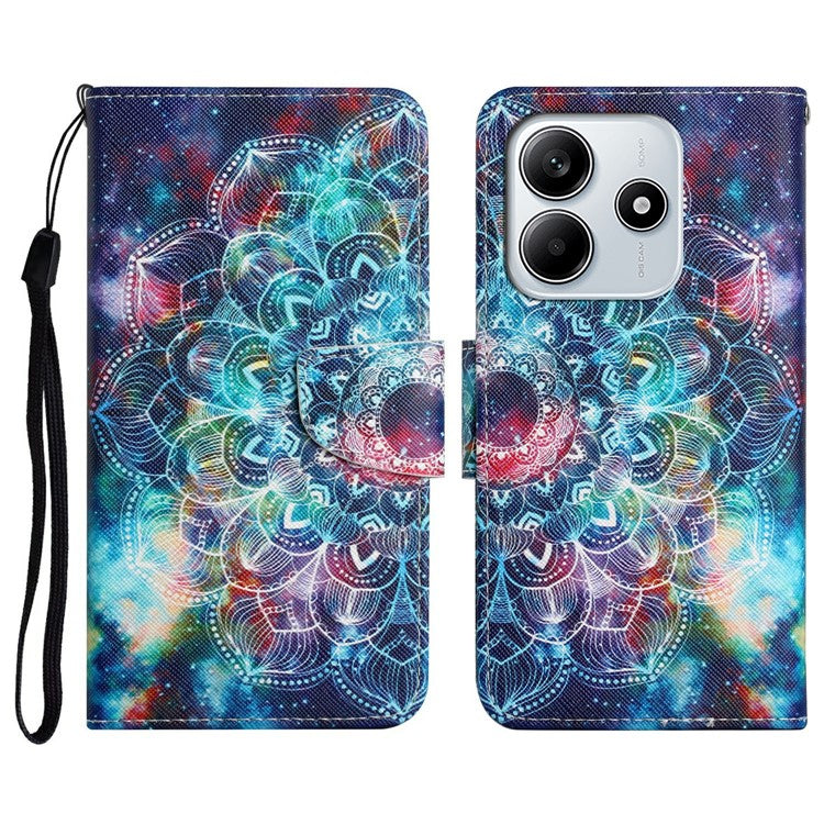 For Xiaomi Redmi Note 14 5G Case Pattern Printing Protective Leather Folio Phone Cover - Galaxy Mandala