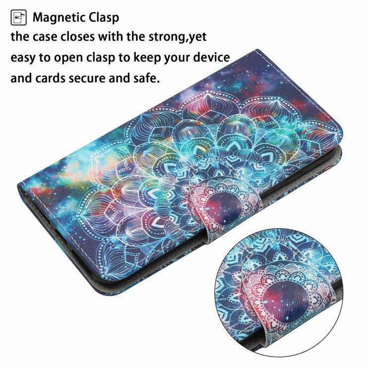 For Xiaomi Redmi Note 14 5G Case Pattern Printing Protective Leather Folio Phone Cover - Galaxy Mandala