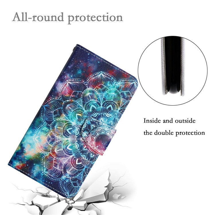 For Xiaomi Redmi Note 14 5G Case Pattern Printing Protective Leather Folio Phone Cover - Galaxy Mandala