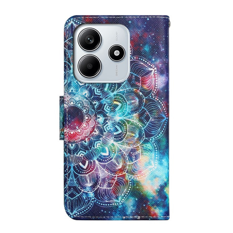 For Xiaomi Redmi Note 14 5G Case Pattern Printing Protective Leather Folio Phone Cover - Galaxy Mandala