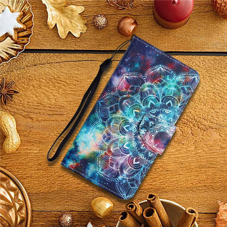 For Xiaomi Redmi Note 14 5G Case Pattern Printing Protective Leather Folio Phone Cover - Galaxy Mandala