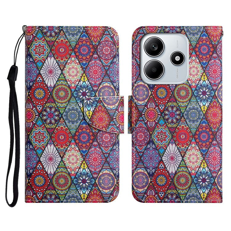 For Xiaomi Redmi Note 14 5G Case Pattern Printing Protective Leather Folio Phone Cover - Rhombus Kaleidoscope