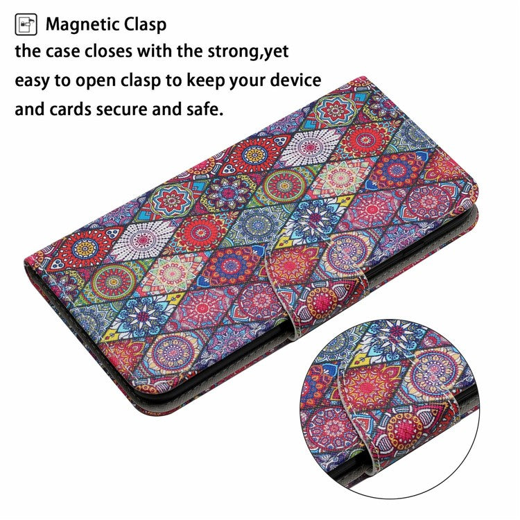 For Xiaomi Redmi Note 14 5G Case Pattern Printing Protective Leather Folio Phone Cover - Rhombus Kaleidoscope