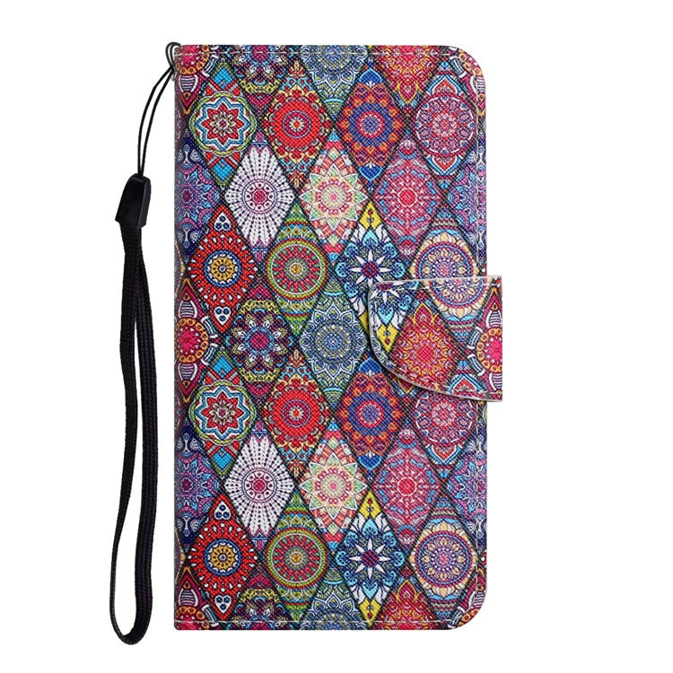 For Xiaomi Redmi Note 14 5G Case Pattern Printing Protective Leather Folio Phone Cover - Rhombus Kaleidoscope