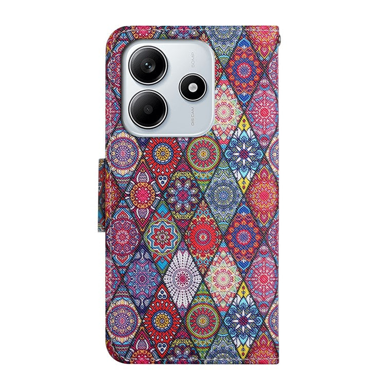 For Xiaomi Redmi Note 14 5G Case Pattern Printing Protective Leather Folio Phone Cover - Rhombus Kaleidoscope