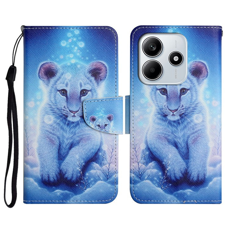 For Xiaomi Redmi Note 14 5G Case Pattern Printing Protective Leather Folio Phone Cover - Little Leopard