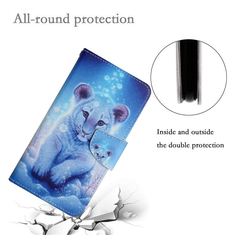 For Xiaomi Redmi Note 14 5G Case Pattern Printing Protective Leather Folio Phone Cover - Little Leopard