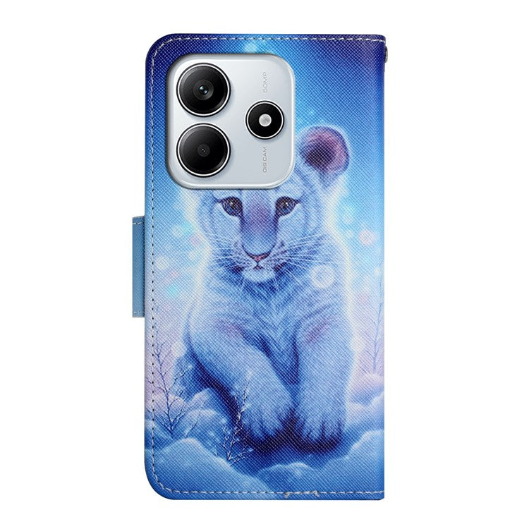 For Xiaomi Redmi Note 14 5G Case Pattern Printing Protective Leather Folio Phone Cover - Little Leopard