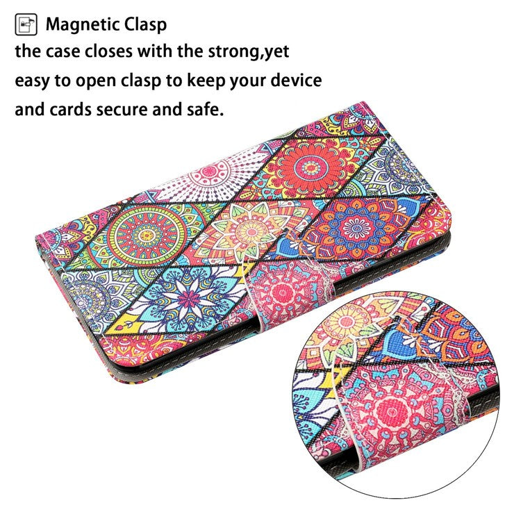 For Xiaomi Redmi Note 14 5G Case Pattern Printing Protective Leather Folio Phone Cover - Rhombus Totem